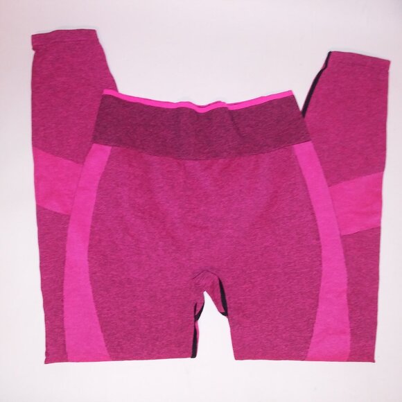 Victoria Secret PINK Leggings Large Seamless Pink Black Stretch Pants Skinny Pre - Picture 3 of 7